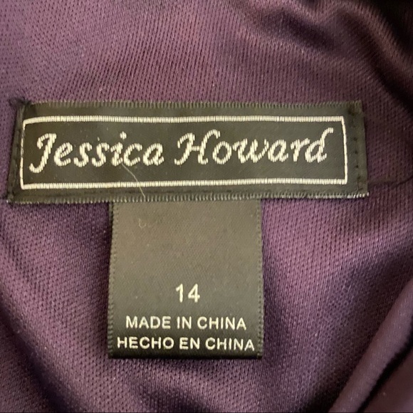 Jessica Howard Plum Purple V-neck Cocktail Dress sz 14 - Picture 6 of 10